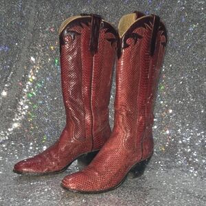 Rios of Mercedes Snake Burgundy Heeled Boots